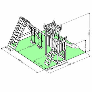 Spielturm - Ritterburg "M120" - Kletterturm, Rutsche, Kletterwand, Schaukel und Sandkasten